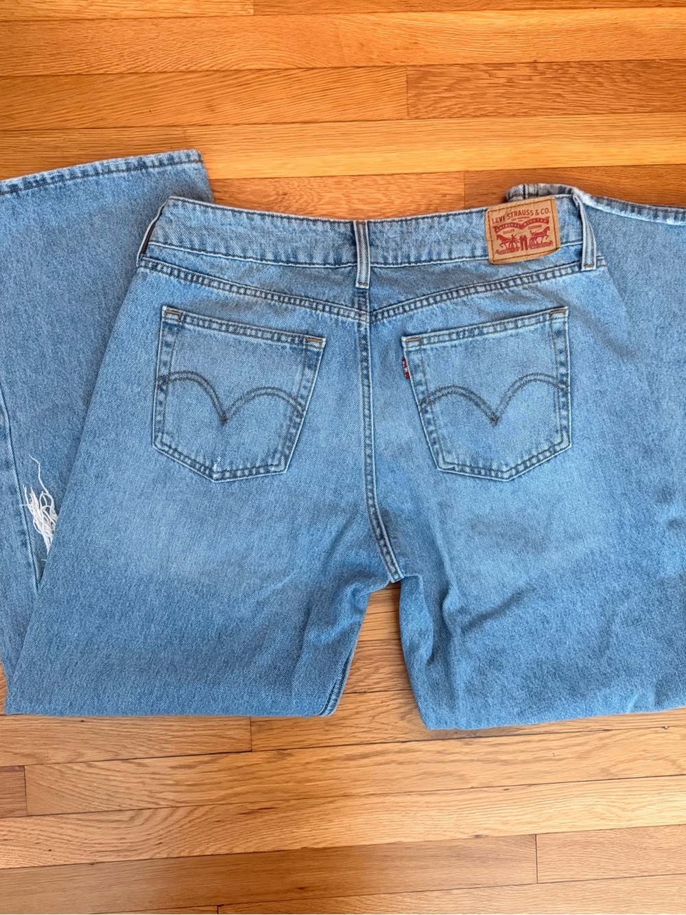 Levi's Light Blue Distressed Wide-Leg Jeans - Picture 5 of 6